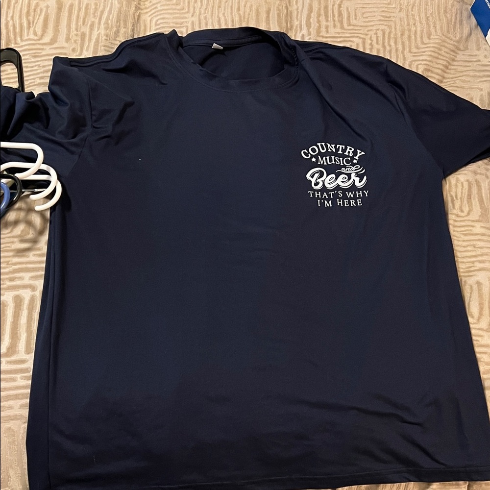 Country Music and Beer Navy Blue T Shirt Size 2XL Men’s Short Sleeve #421